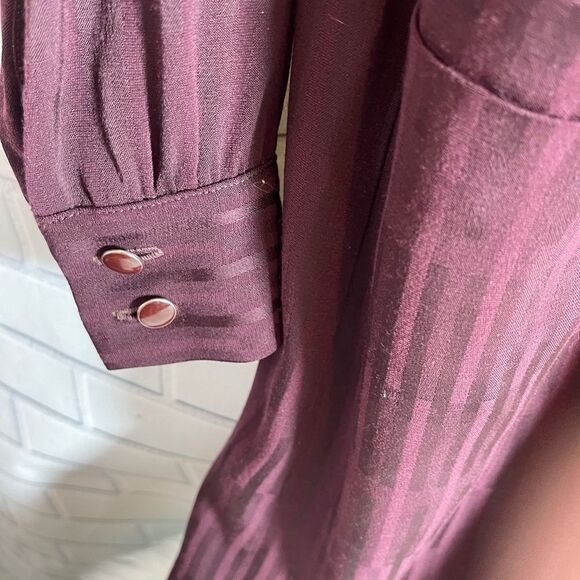 Anne Willi Mexico Purple Satin Stripe Dress Sz 0 - Picture 9 of 9